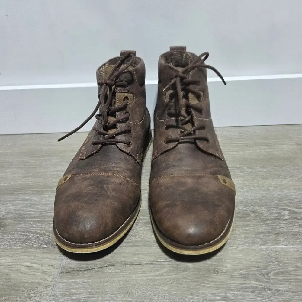 Ferro Aldo Colin Men's Brown Faux Leather Lace Up Boots Size 9.5